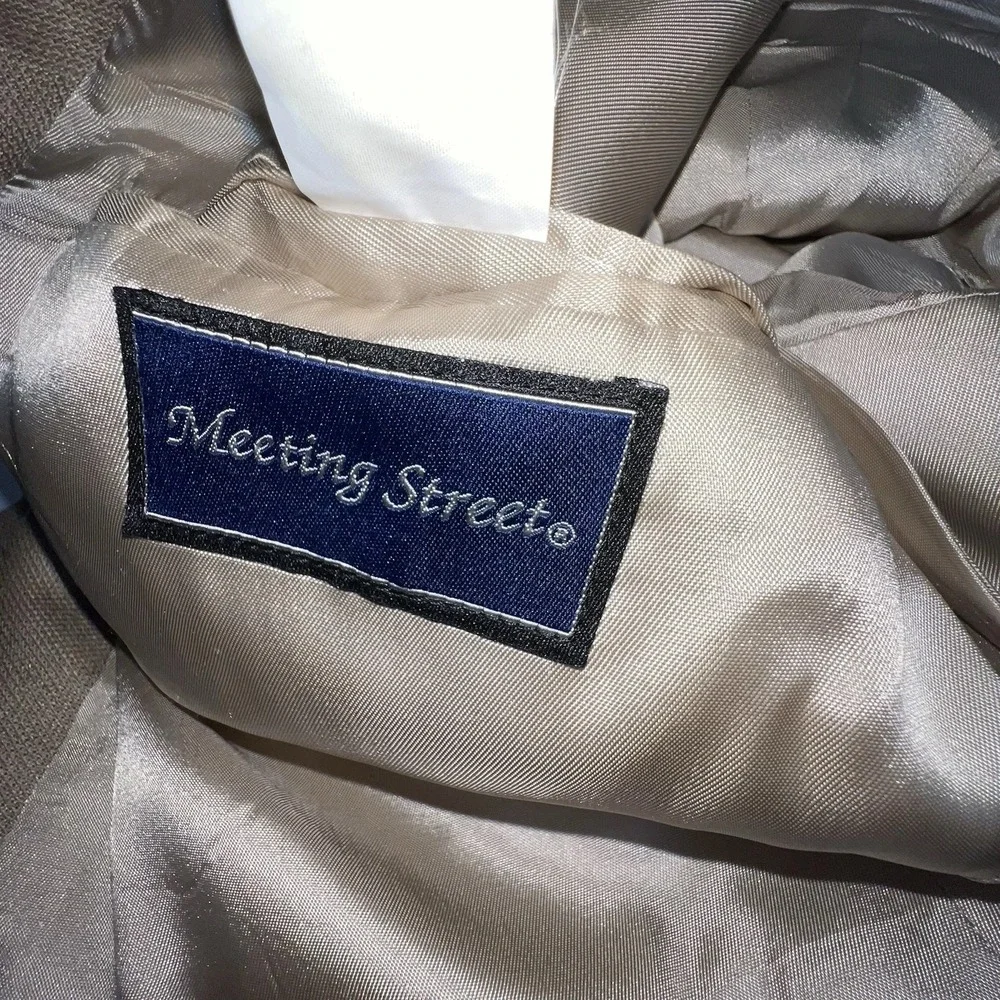 Meeting Street Men's Tan Silk and Wool Blend Tan Blazer 46L
